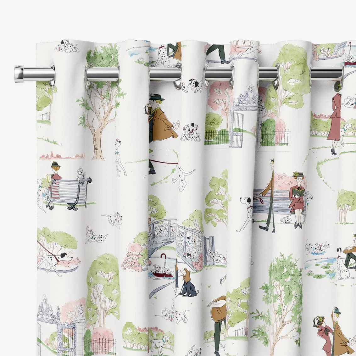 101 Dalmatians Soft Green & Rose Curtains - Image 2
