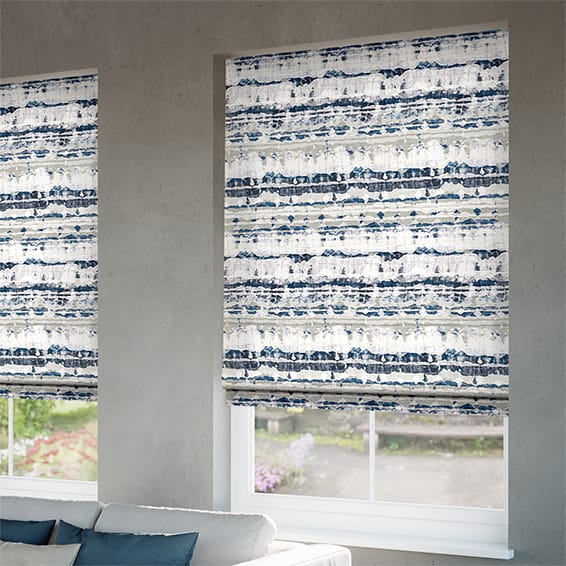 Aguas Linen Splash Blue Roman Blind - Image 2