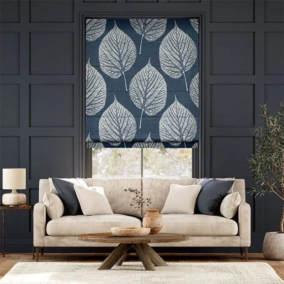 Aspen Leaf Indigo Roman Blind