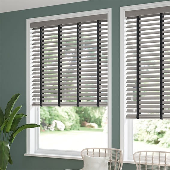 Atlanta Warm Grey & Midnight Faux Wood Blind - Image 2