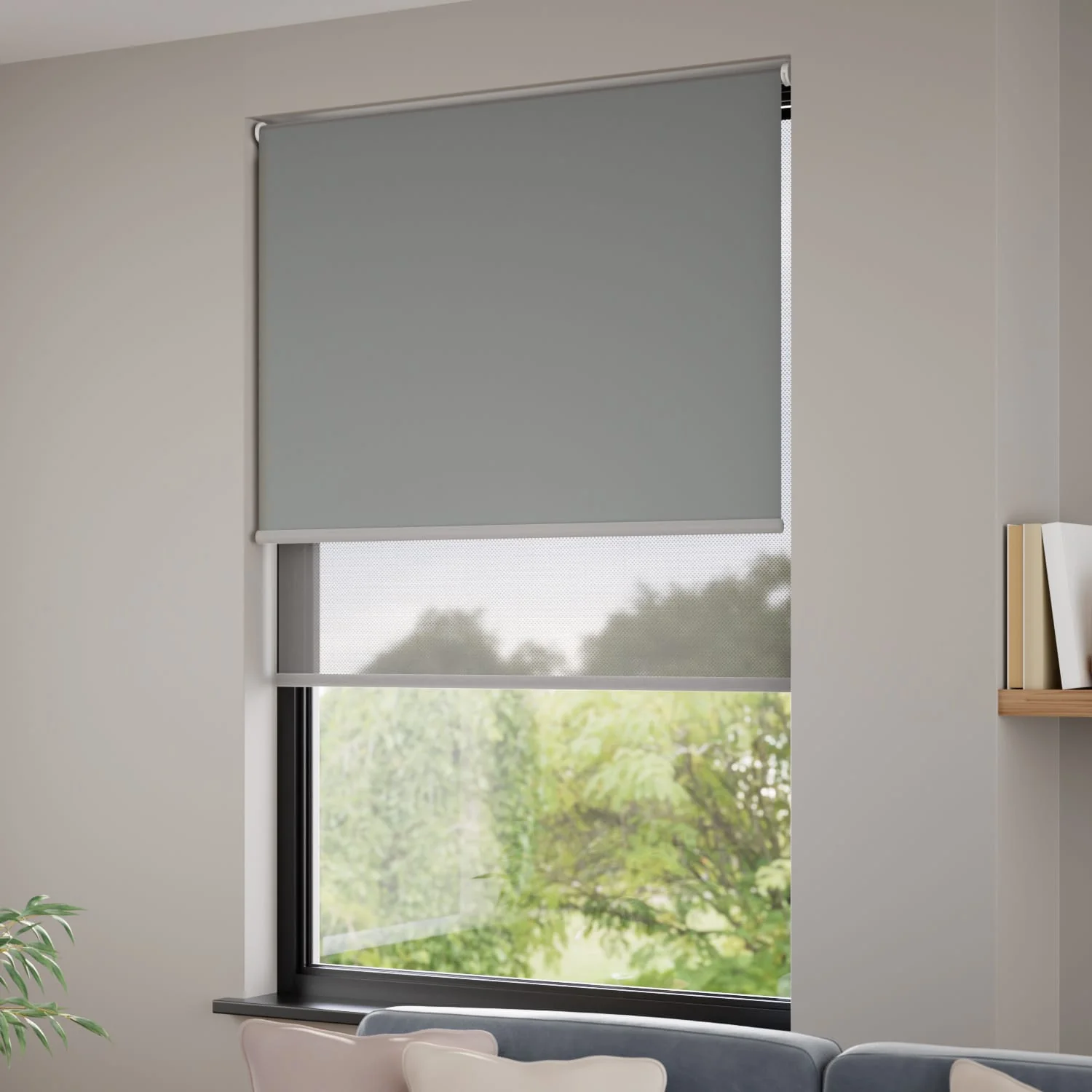 Atom Mid Grey Double Roller Blind