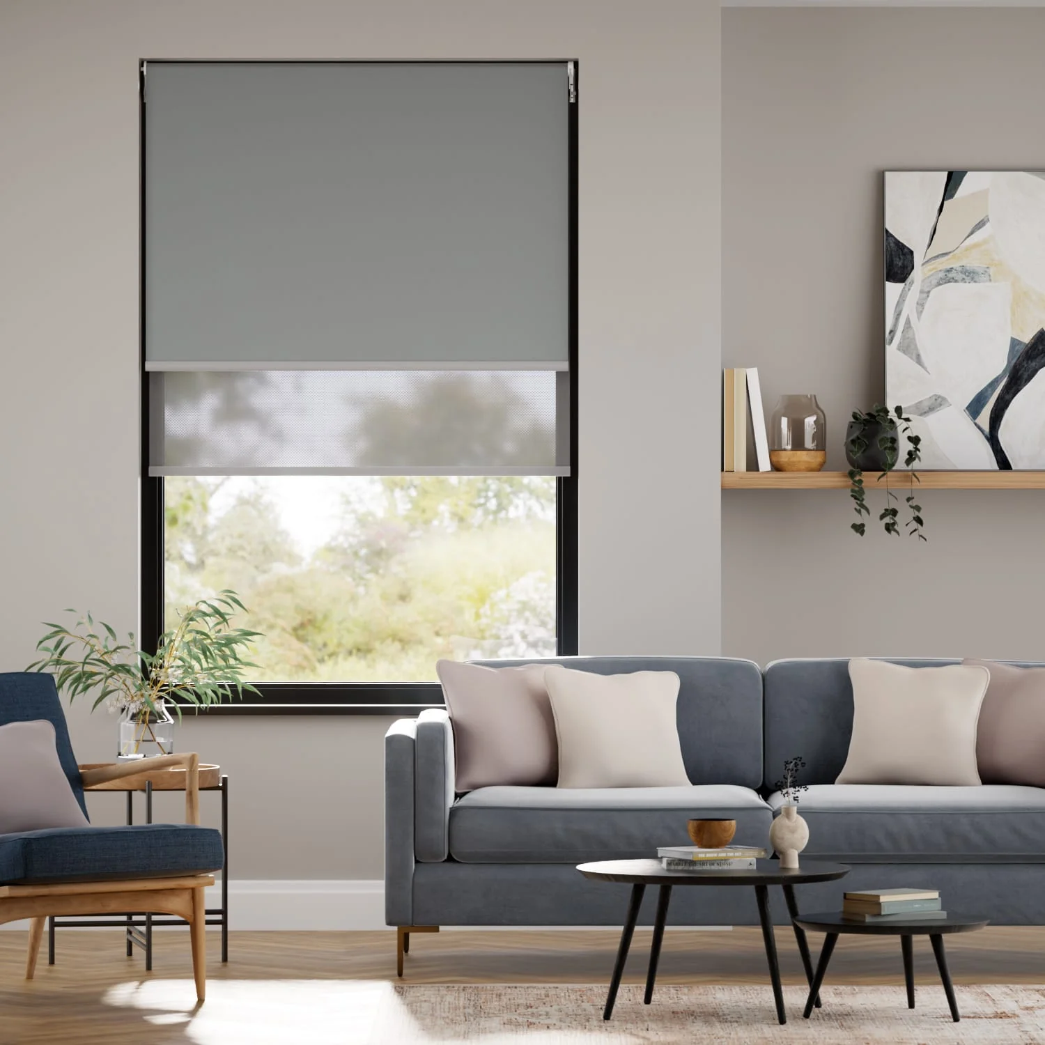 Atom Mid Grey Double Roller Blind - Image 2