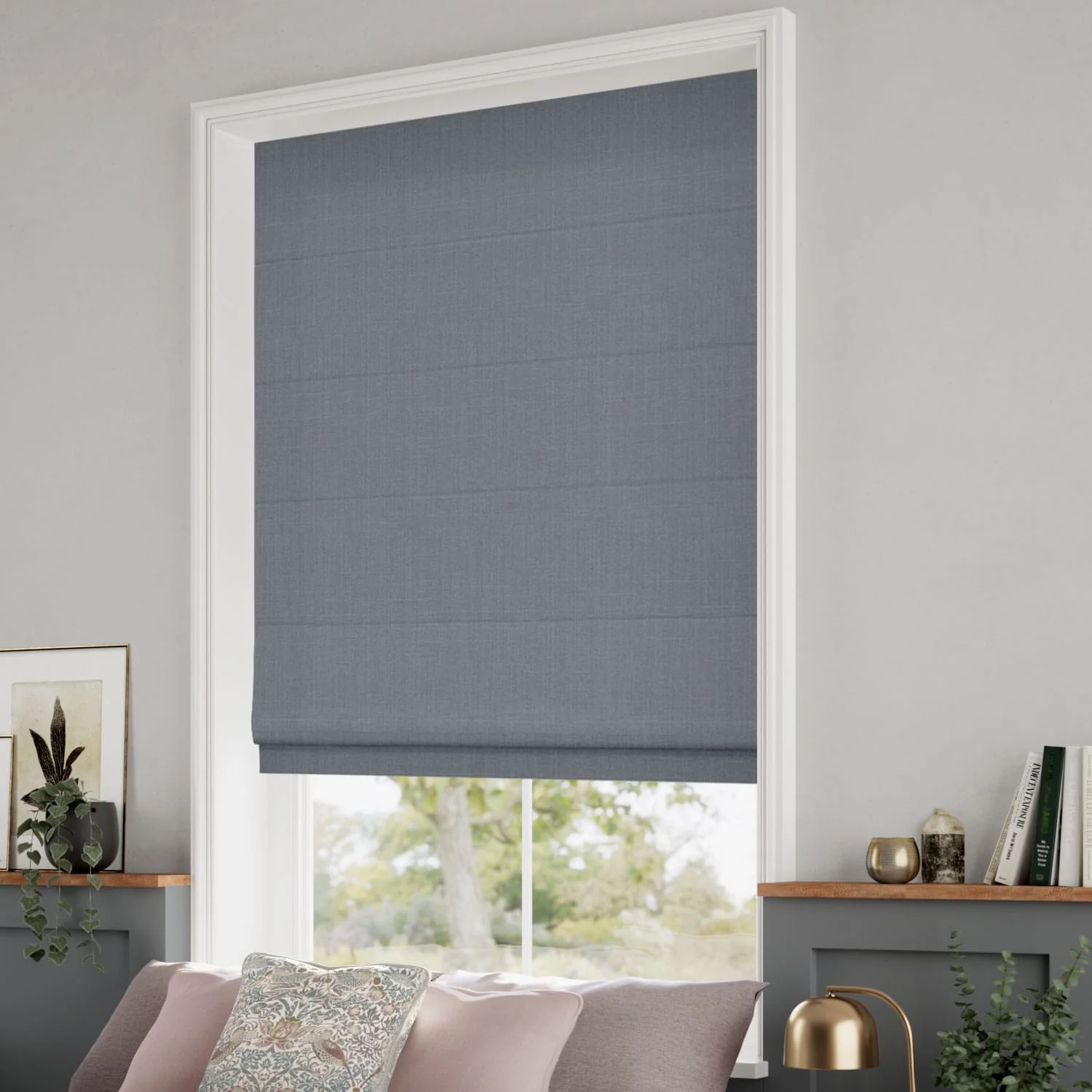 Averley Blue Grey Roman Blind - Image 2