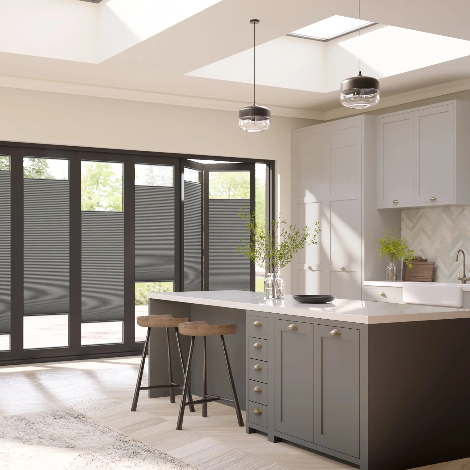 BiFold Adapt DuoLuxe Anchor Grey Pleated Blind - Image 2