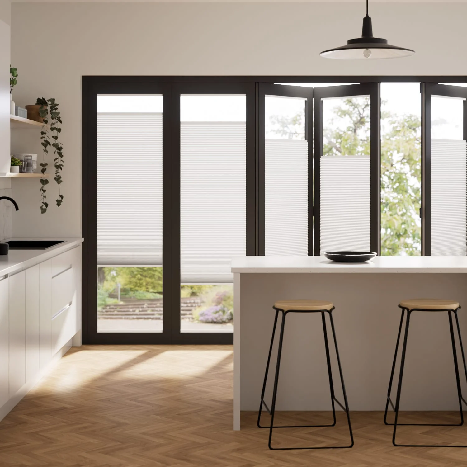 Bifold Adapt DuoShade White Pleated Blind