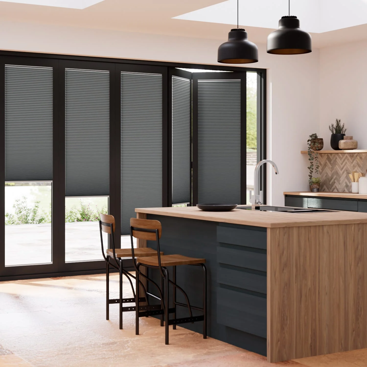 BiFold ClickFit DuoShade Cliffside Grey Pleated Blind - Image 2