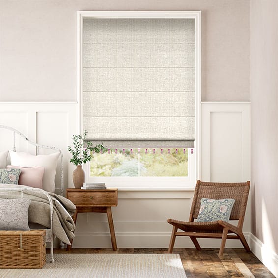 Bijou Linen Oatmeal & Fuchsia Trimmed Roman Blind