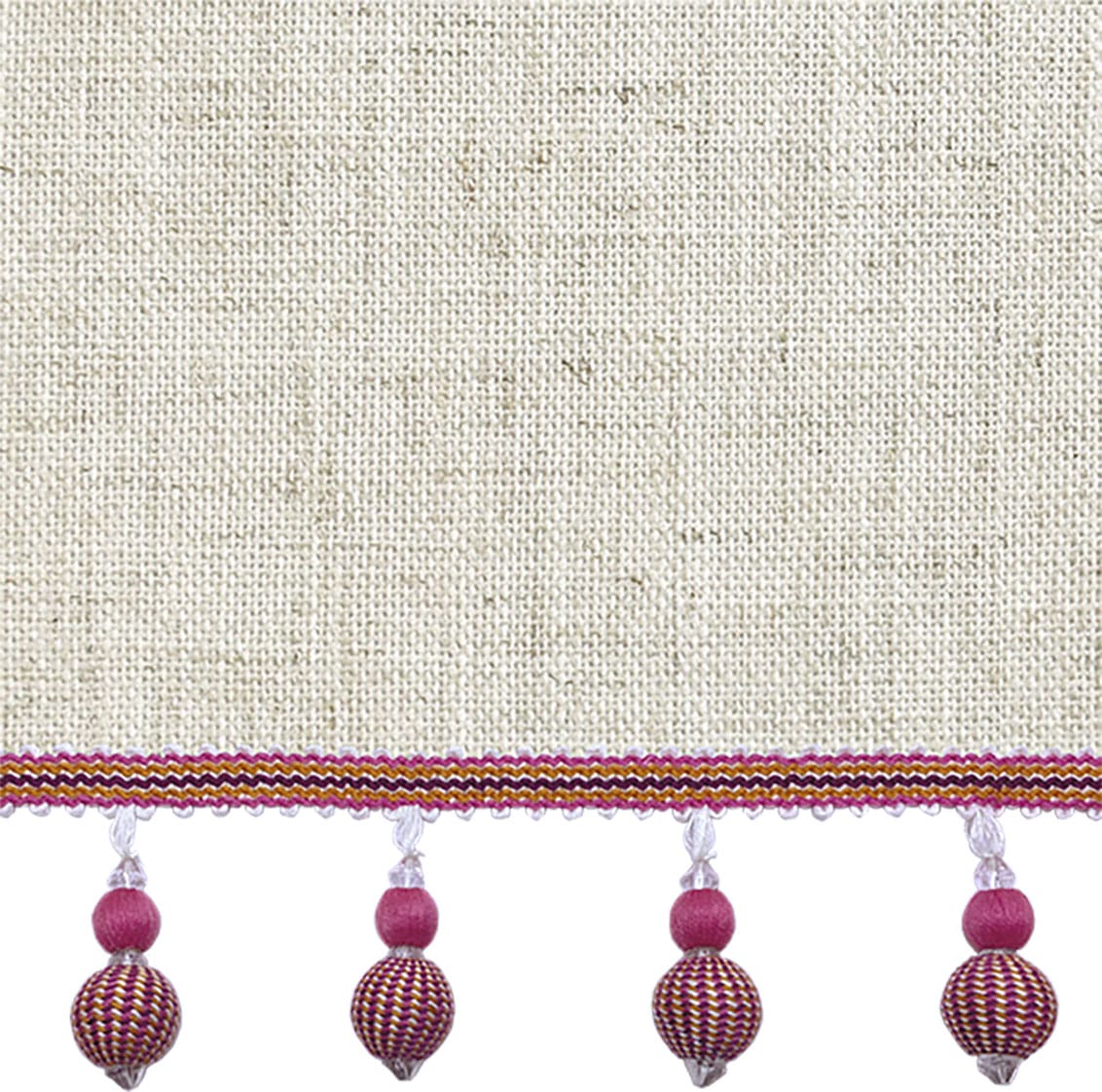Bijou Linen Oatmeal & Fuchsia Trimmed Roman Blind - Image 2