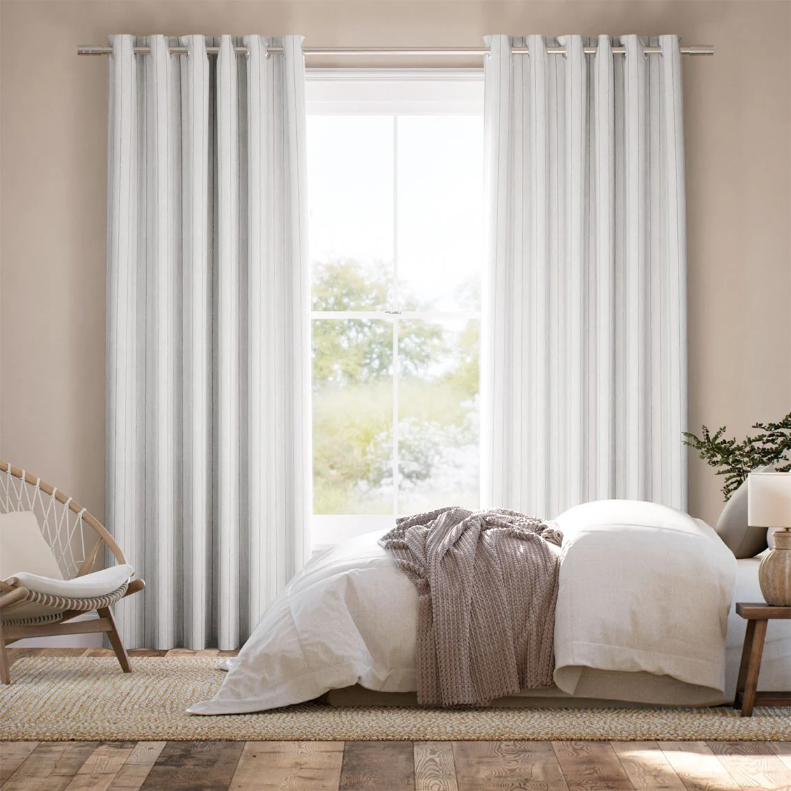Cairo Stripe Parchment Curtains