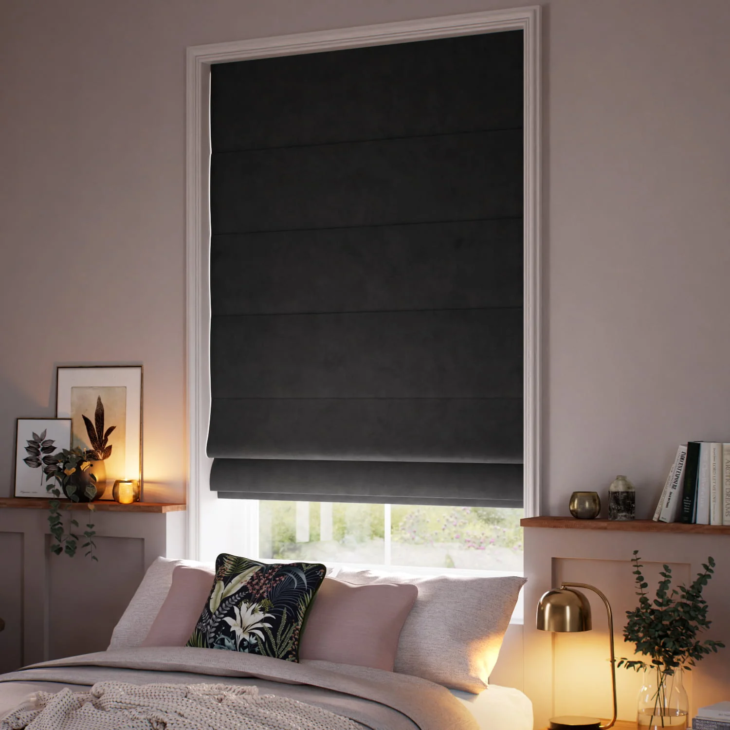Cambridge Velvet Blackout Pewter Roman Blind - Image 2