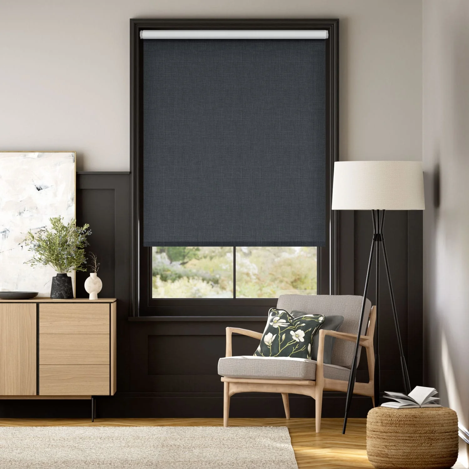 Canali Blackout Charcoal Grey Roller Blind