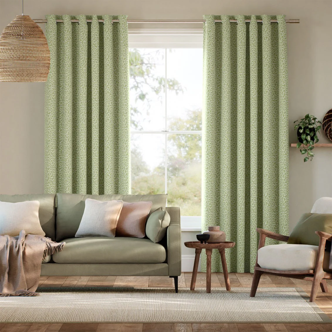 Carina Jacquard Apple Curtains