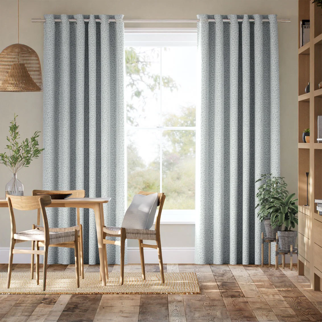 Carina Jacquard Winter Blue Curtains