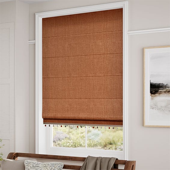 Cavendish Cinnamon & Cayenne  Trimmed Roman Blind - Image 2