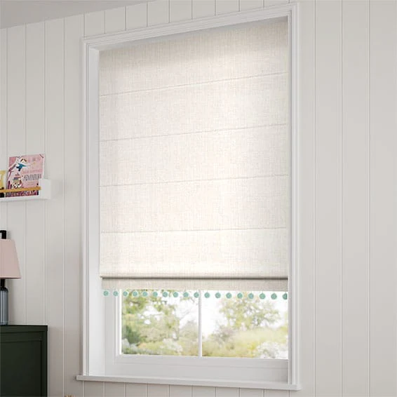 Cavendish Cream & Ocean Trimmed Roman Blind - Image 2