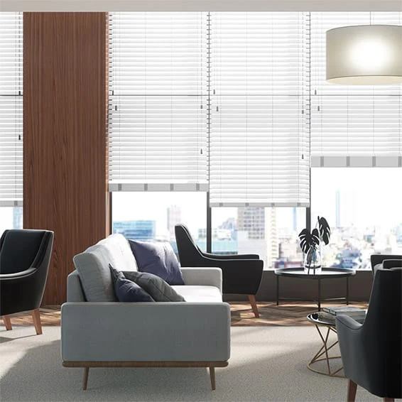Contract Atlanta Icy White Faux Wood Blind