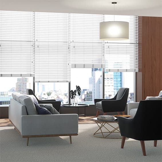 Contract Atlanta Icy White Faux Wood Blind - Image 2