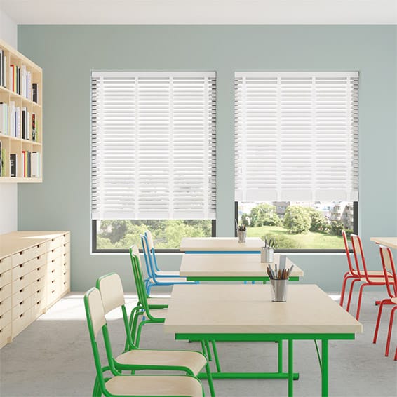 Contract Atlanta Icy White & Igloo Faux Wood Blind
