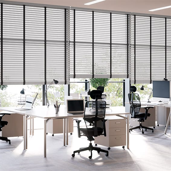 Contract Atlanta Warm Grey & Midnight Faux Wood Blind - Image 2