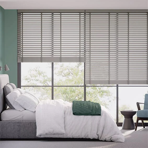 Contract Atlanta Warm Grey & Tin Faux Wood Blind