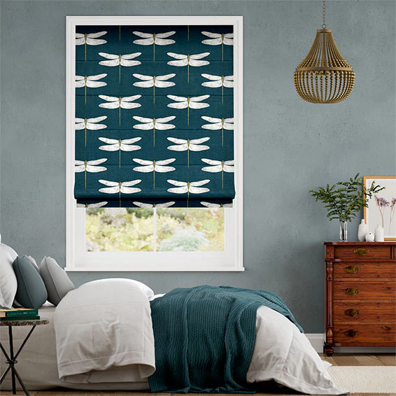 Demoiselle Dragonfly Ink Roman Blind