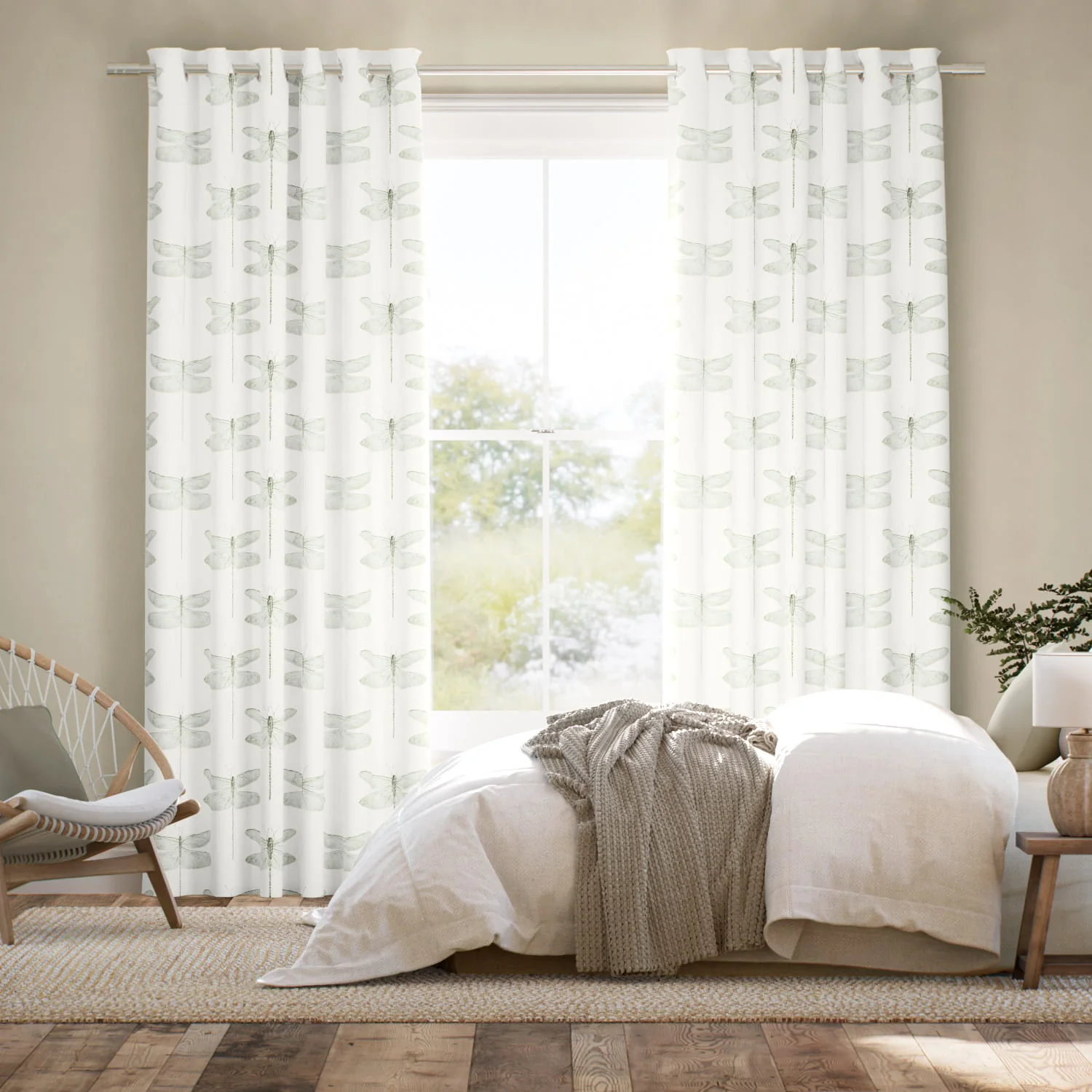 Demoiselle Dragonfly Pine  Curtains