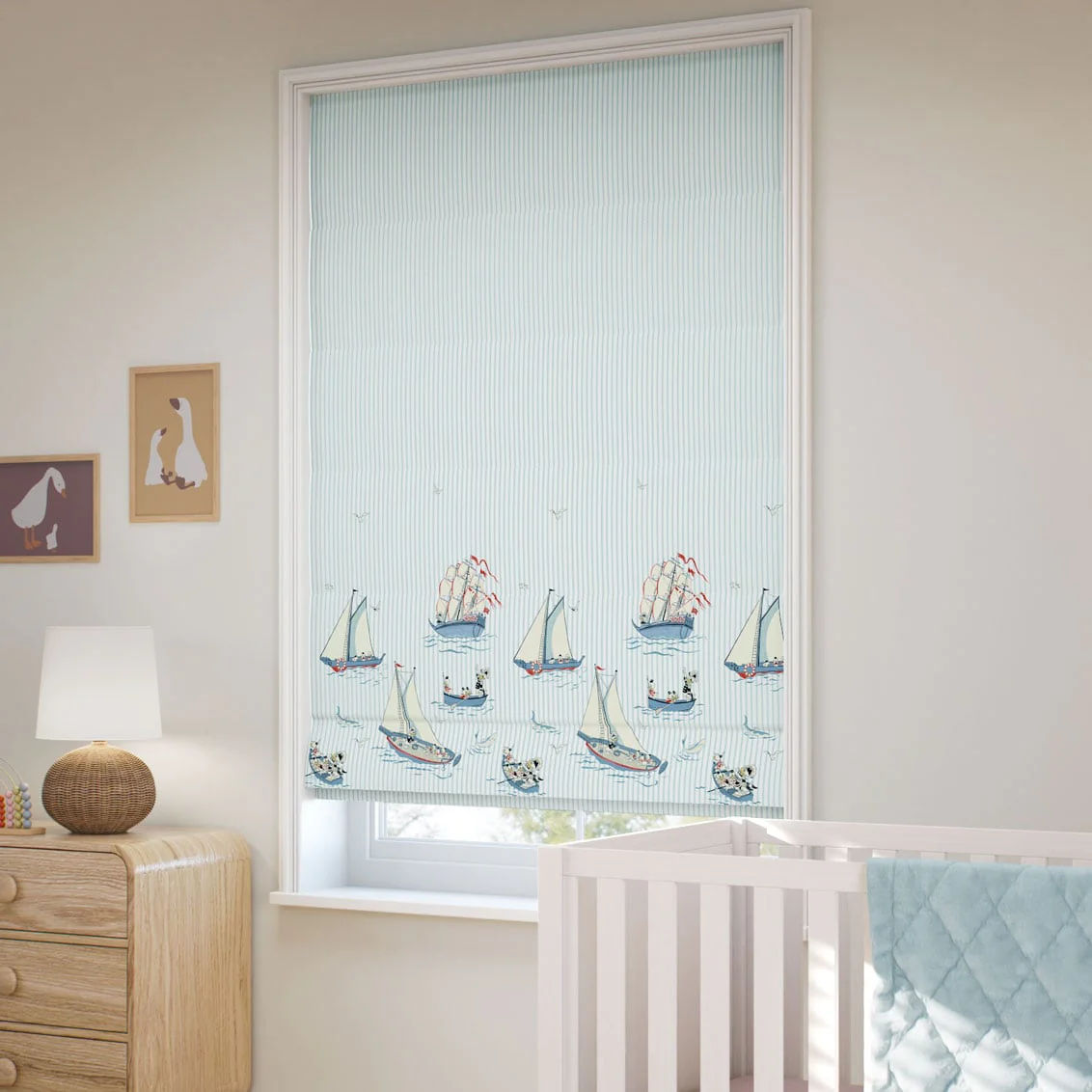 Donald Nautical Border Duck Egg Roman Blind - Image 2