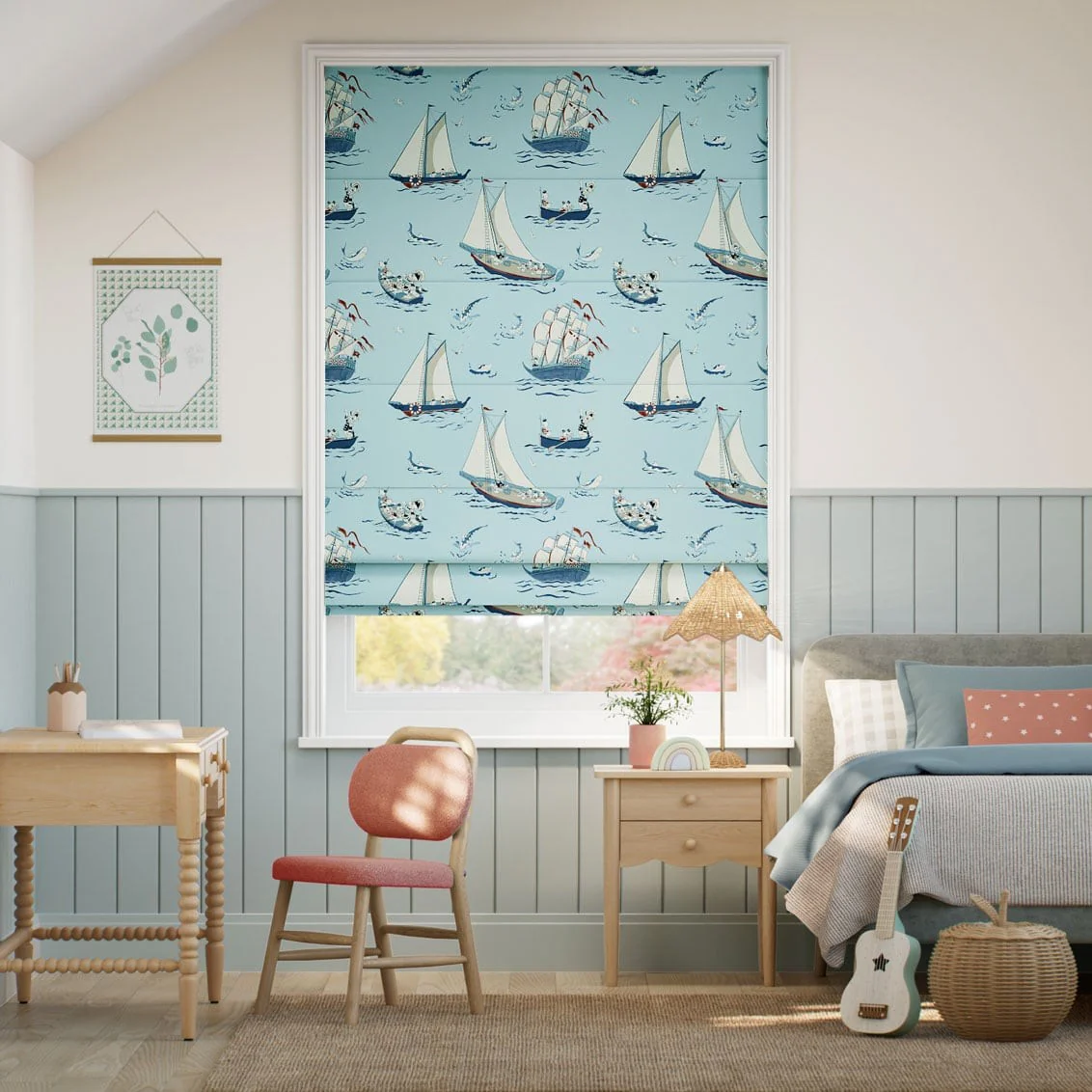 Donald Nautical Cornflower Roman Blind