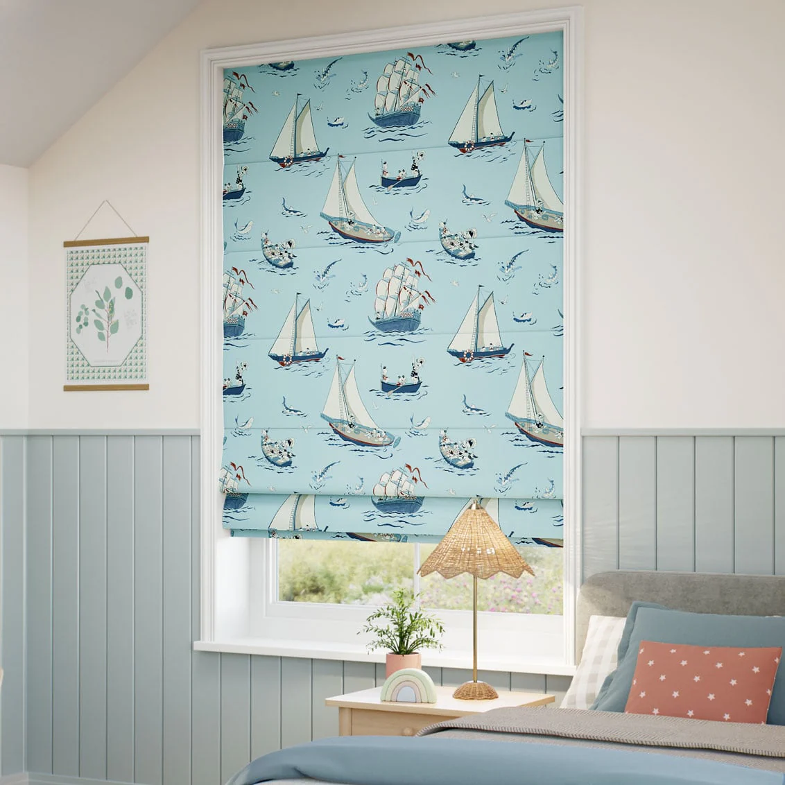 Donald Nautical Cornflower Roman Blind - Image 2