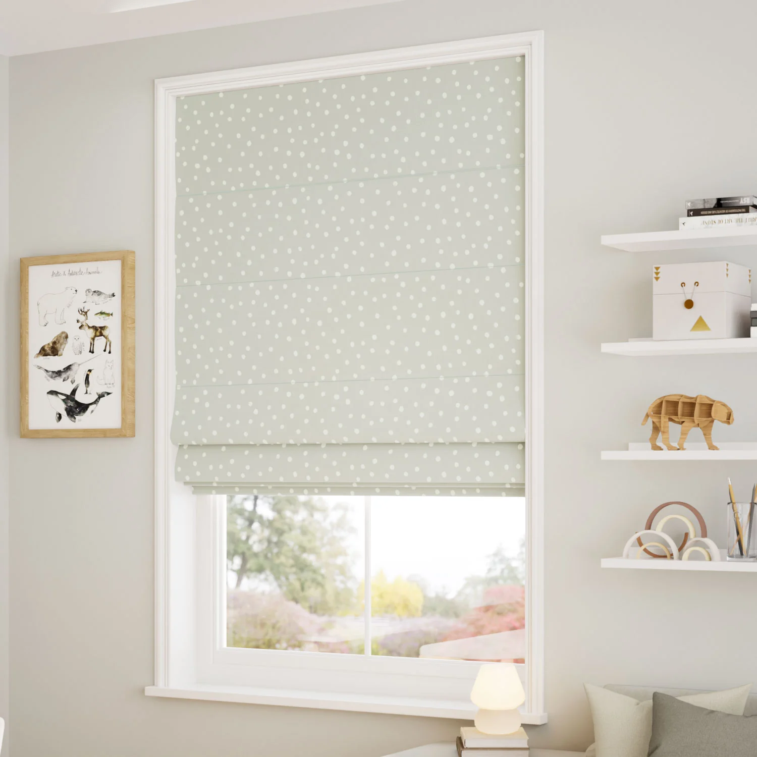 Dotty Dots Dove Roman Blind - Image 2