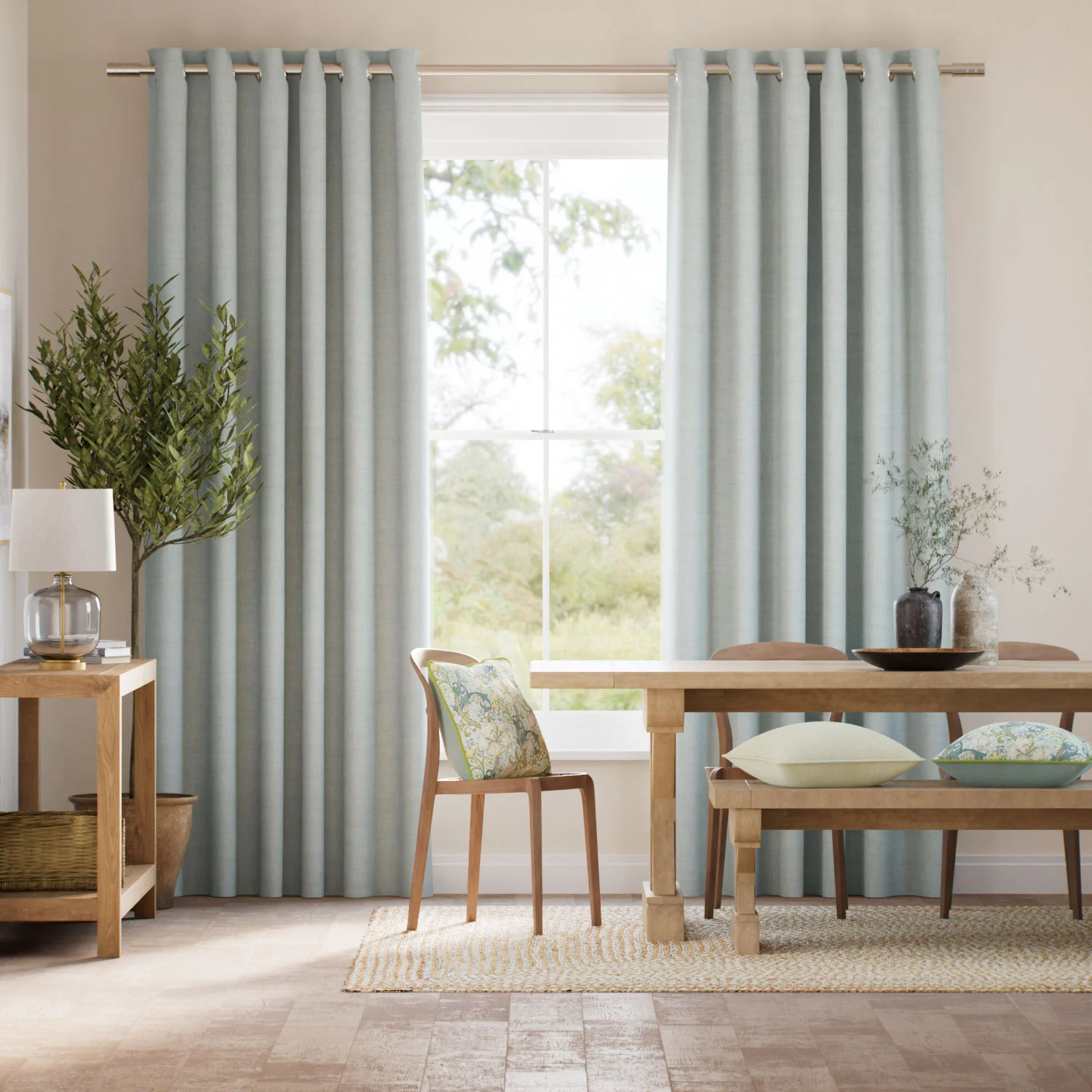Eco-Friendly Riley Glacier Blue Curtains