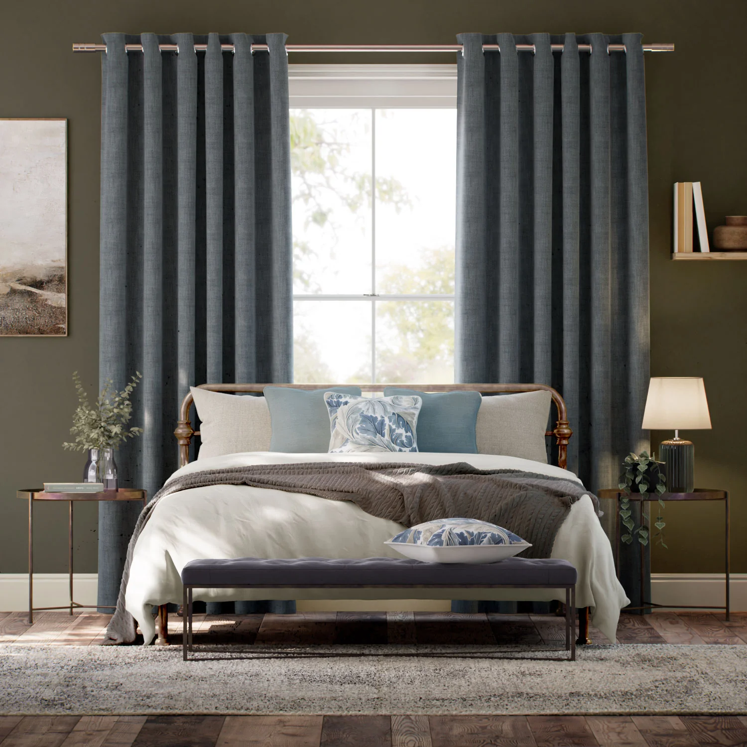 Eco-Friendly Riley Prussian Blue Curtains