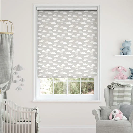 Electric Fluffy Clouds Blackout Grey Roller Blind