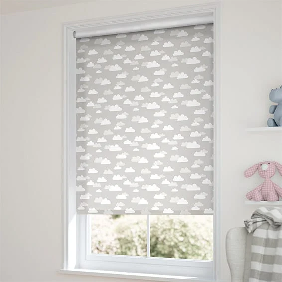 Electric Fluffy Clouds Blackout Grey Roller Blind - Image 2