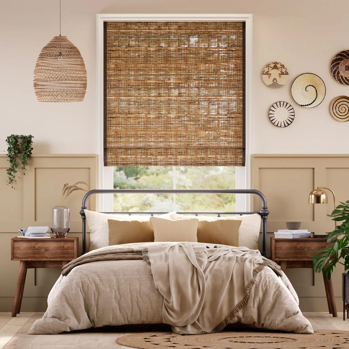 Electric Gabor Chestnut & Acorn Roman Blind
