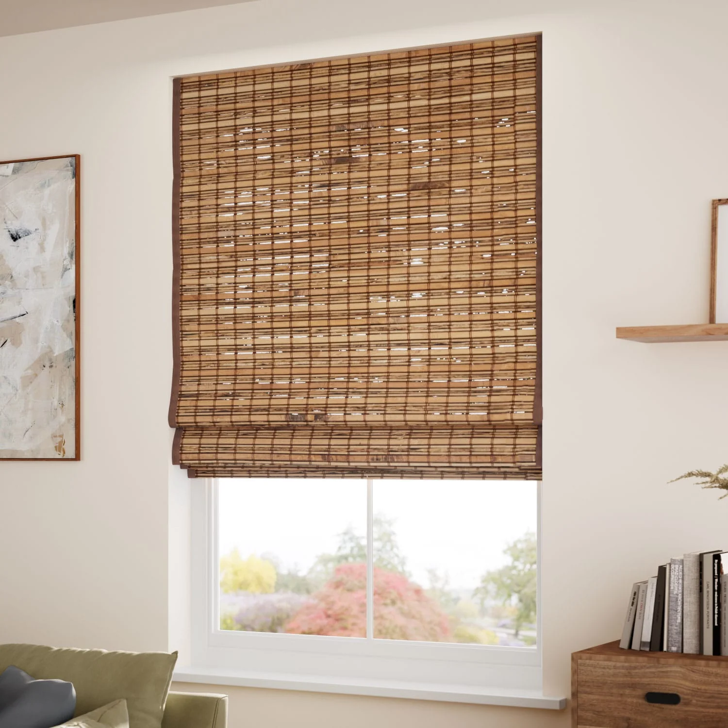 Electric Loreto Walnut & Demerara Roman Blind - Image 2