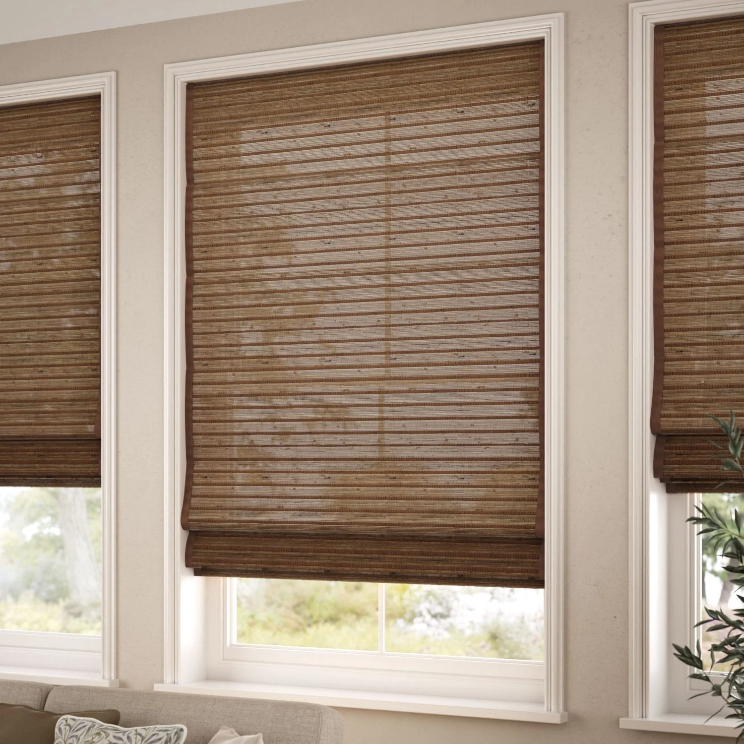 Electric Manila Cedar & Demerara Roman Blind - Image 2