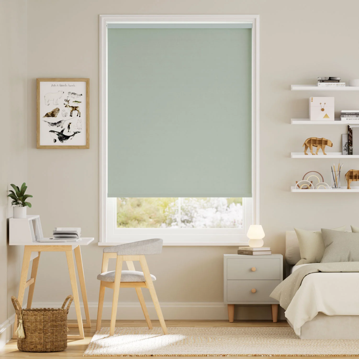 Electric Sevilla Blackout Pistachio Roller Blind - Image 2