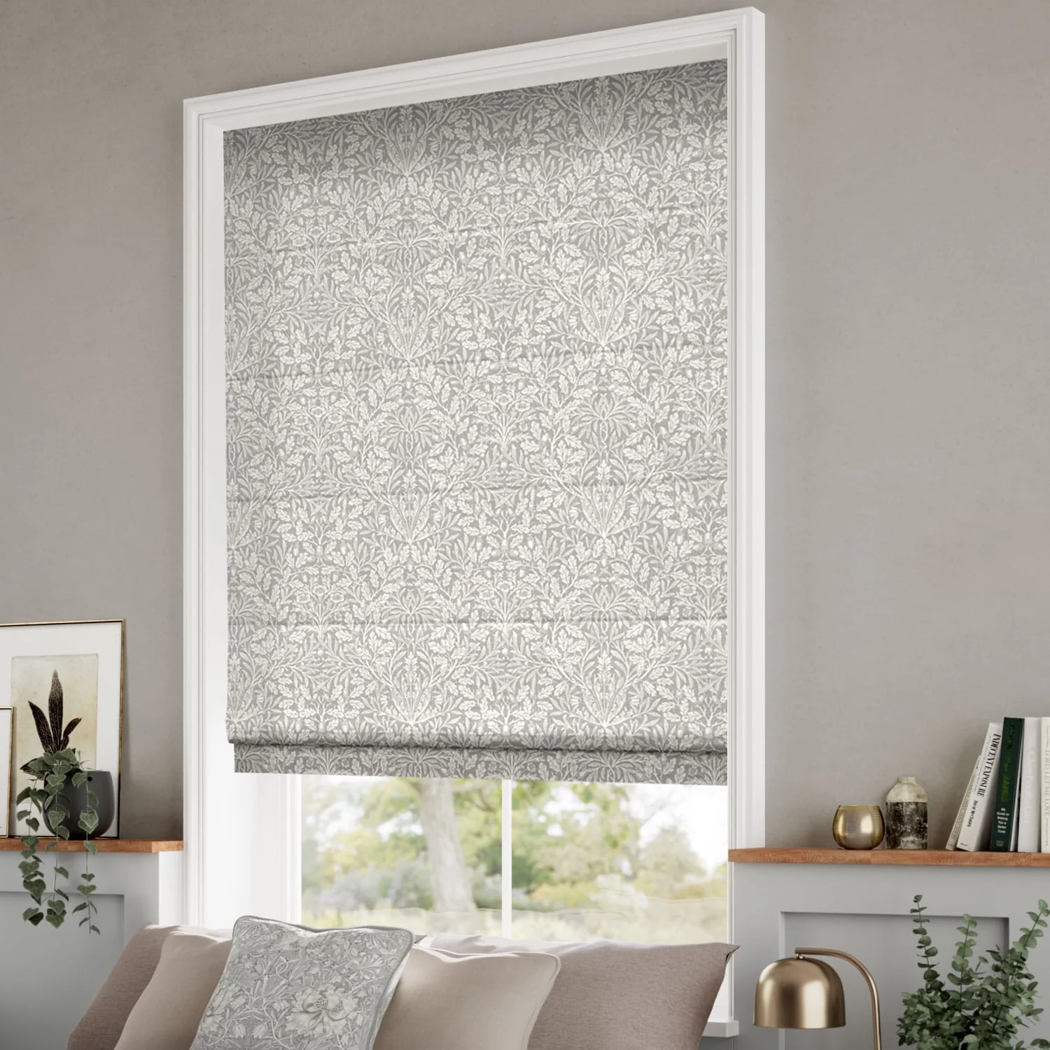 Electric William Morris Acorn Dove Roman Blind - Image 2