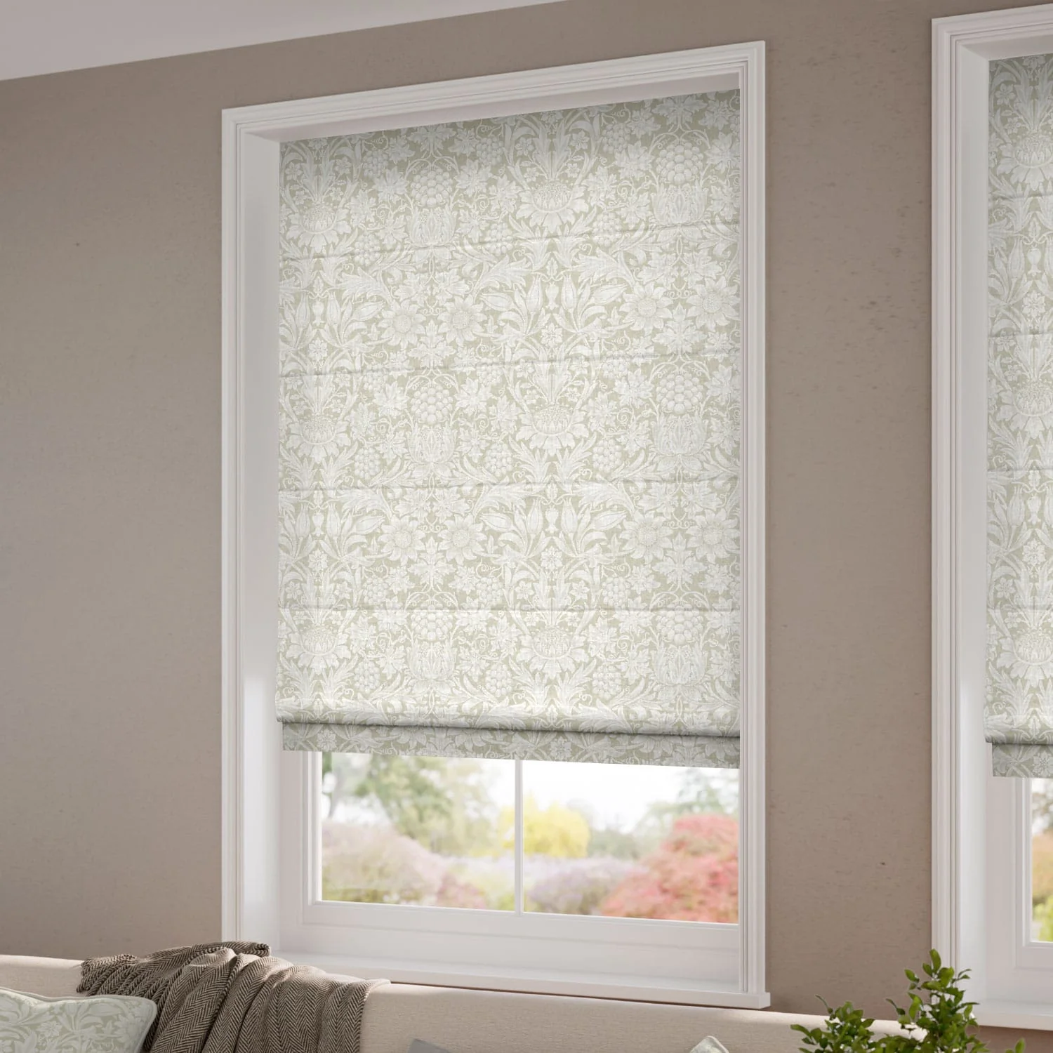 Electric William Morris Sunflower Linen Roman Blind - Image 2