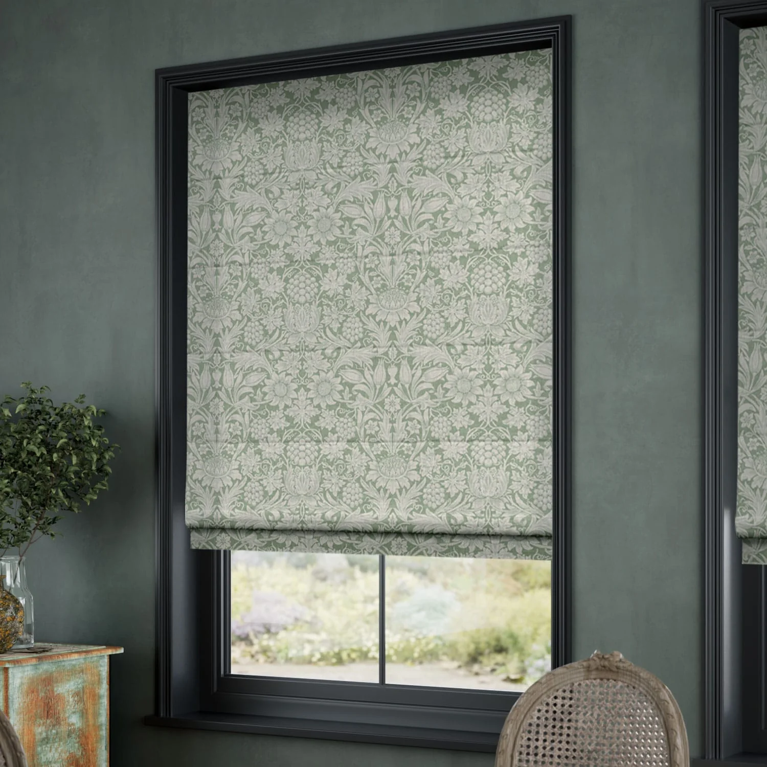 Electric William Morris Sunflower Soft Green Roman Blind - Image 2