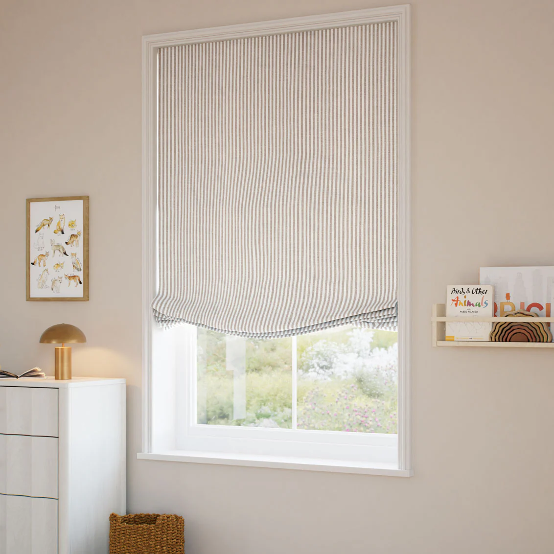 Ella Stripe Cappuccino Relaxed Roman Blind - Image 2