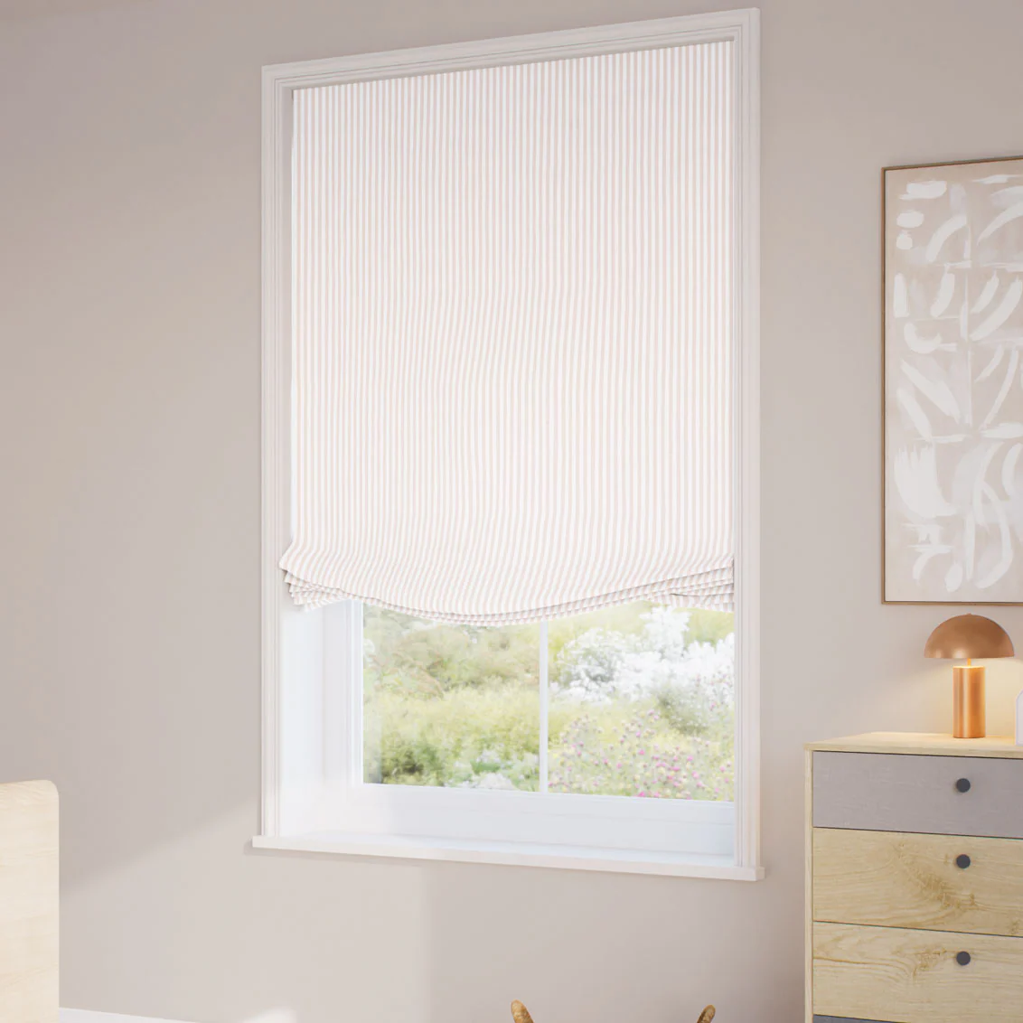 Ella Stripe Confetti Pink Relaxed Roman Blind - Image 2