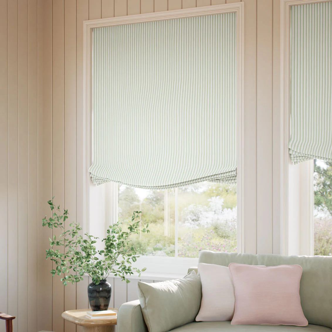 Ella Stripe Mint Relaxed Roman Blind - Image 2