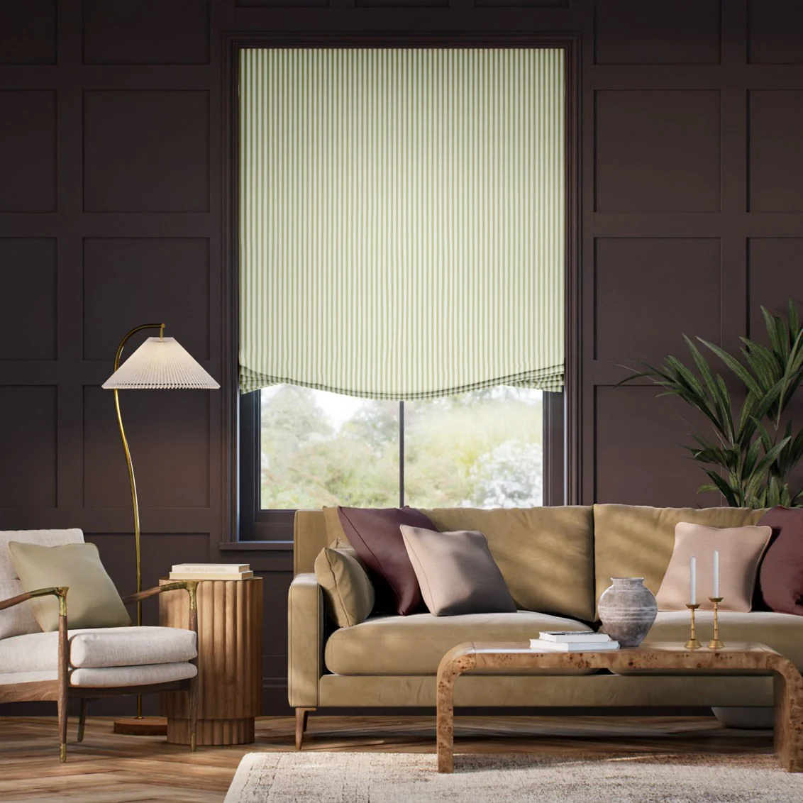 Ella Stripe Pistachio Relaxed Roman Blind
