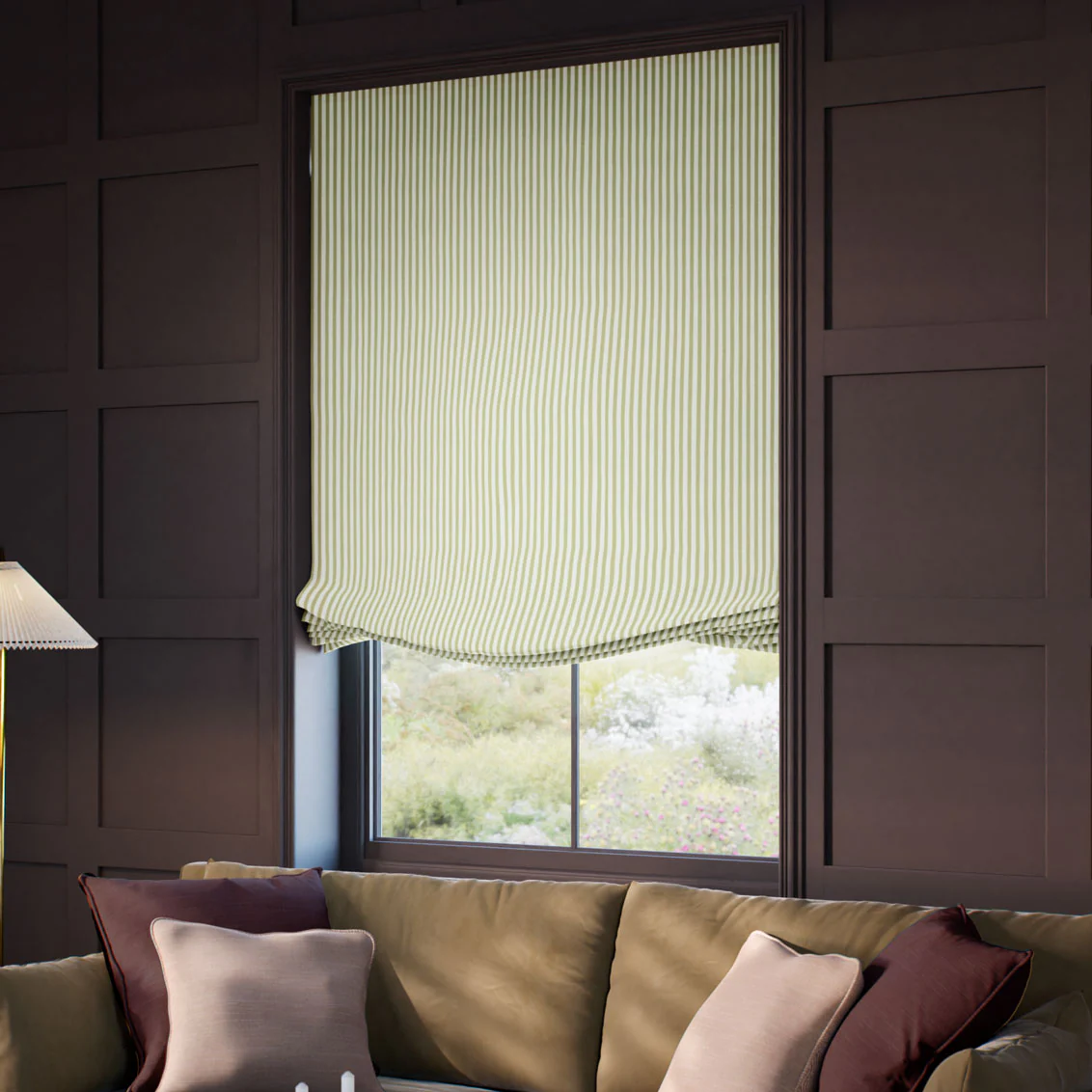 Ella Stripe Pistachio Relaxed Roman Blind - Image 2