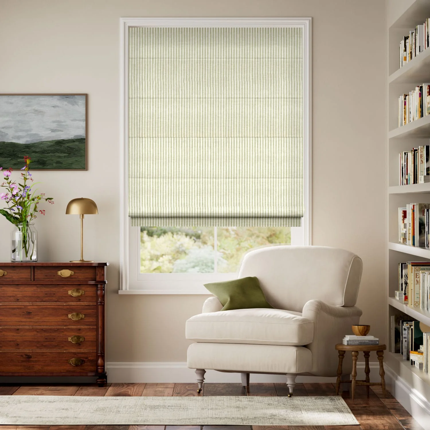 Ella Stripe Pistachio Roman Blind - Image 2