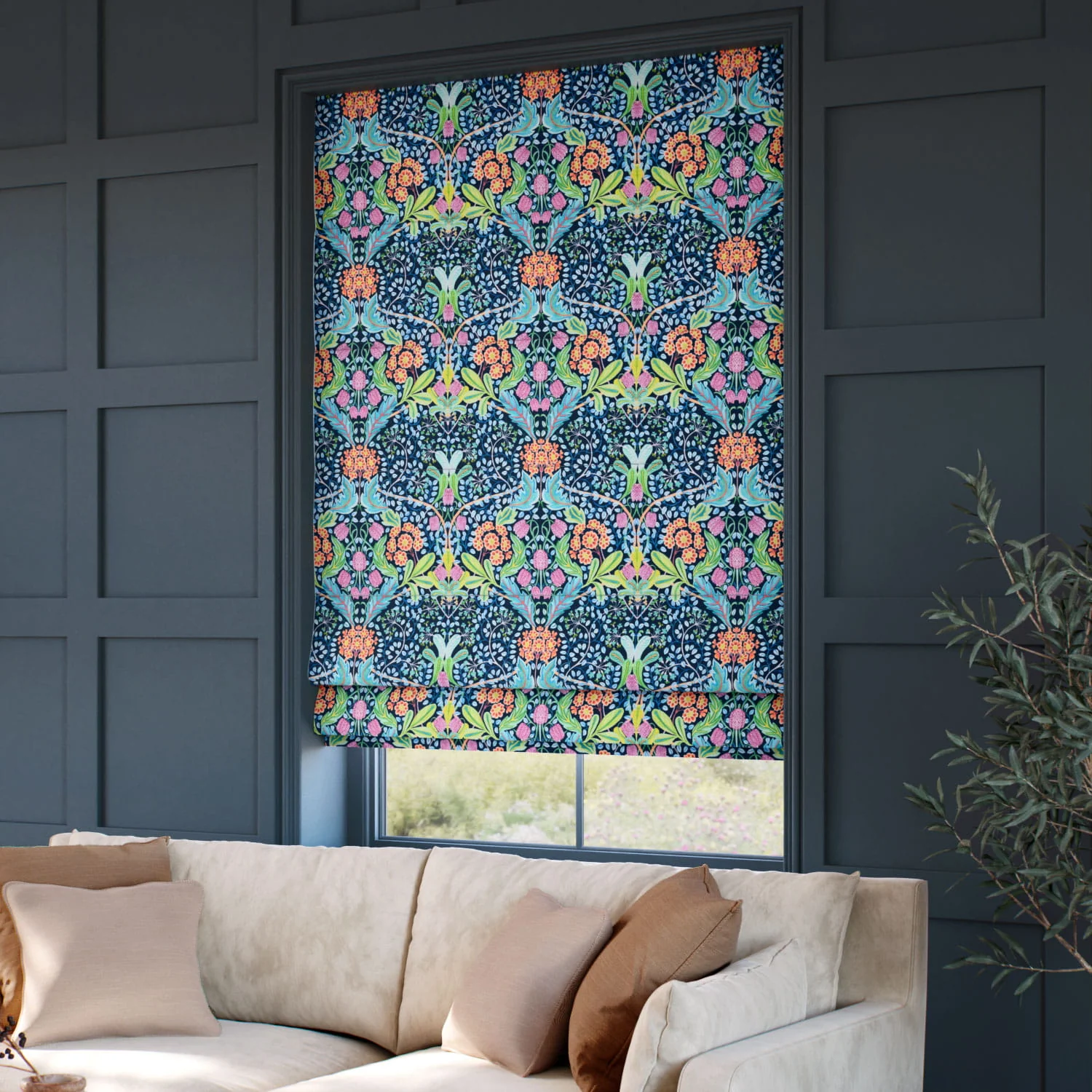 Elm House Nighttime Blue Roman Blind - Image 2