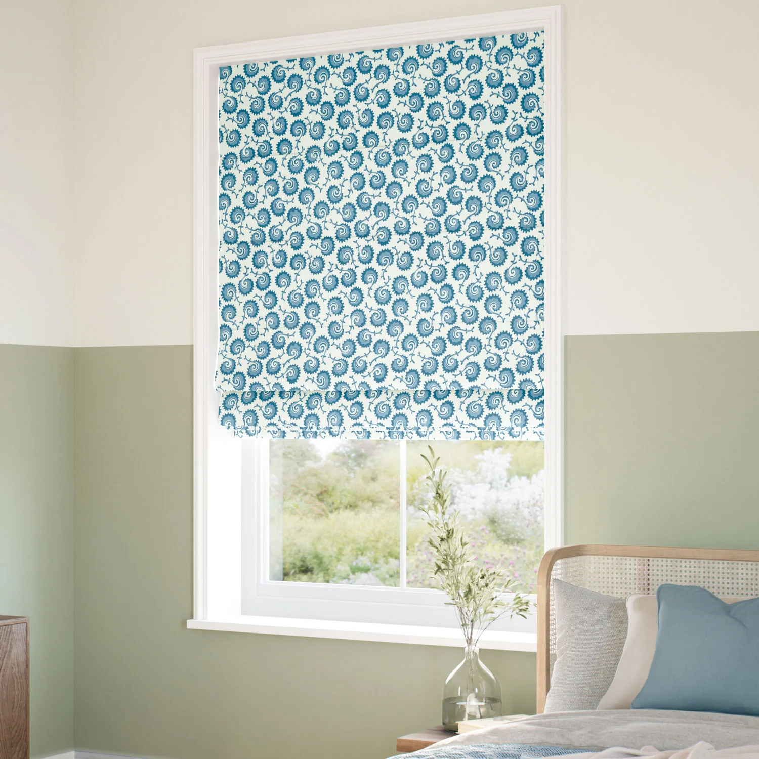 Fern Frond Sea Waves Roman Blind - Image 2