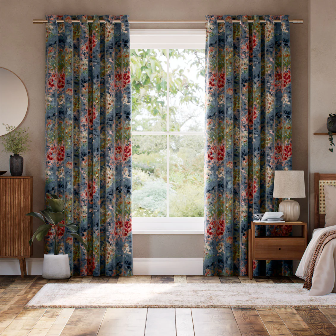 Fiore Velvet Slate Blue Curtains